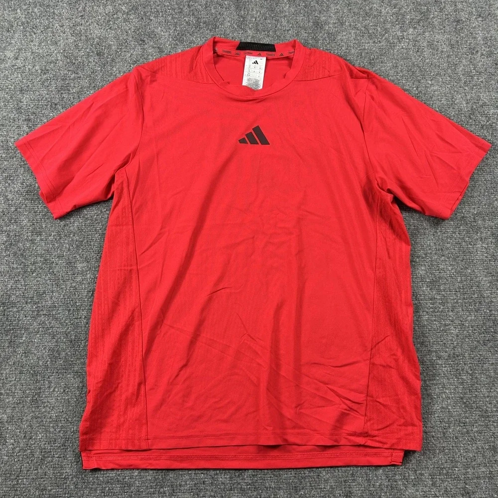 Adidas Shirt Mens Medium Red D4T INT Tee Training Lightweight‎ Athletic Top